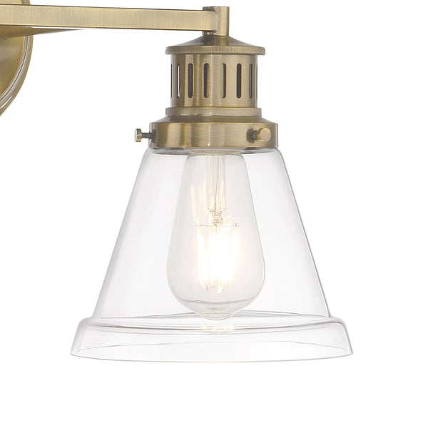 Atlas Alden 2-Light Vanity Light Fixture - Timeless Transitional Design with Elegant Glass Shades Antique Brass Clear 16.25'' WL11178-BS