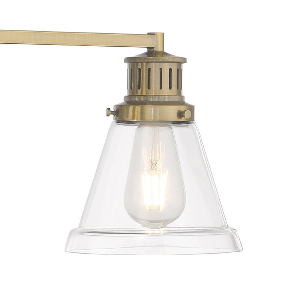 Atlas Alden 2-Light Vanity Light Fixture - Timeless Transitional Design with Elegant Glass Shades Antique Brass Clear 26'' WL11179-BS