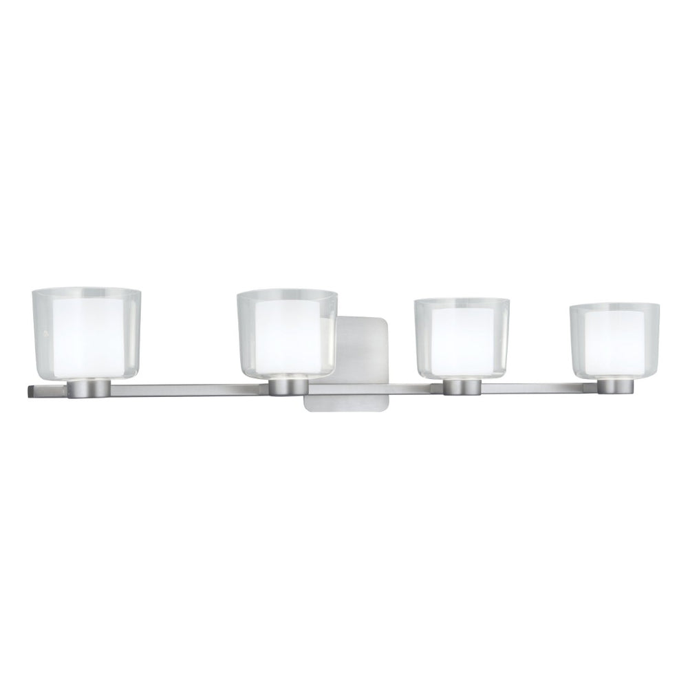Atlas Alexus 34'' Wide 4-Light Vanity Fixture - Elegant Brushed Nickel with Two-Tone Glass Shades WL11180-NK