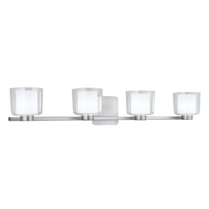 Atlas Alexus 34'' Wide 4-Light Vanity Fixture - Elegant Brushed Nickel with Two-Tone Glass Shades WL11180-NK