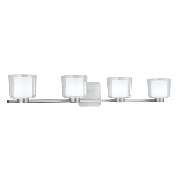 Atlas Alexus 34'' Wide 4-Light Vanity Fixture - Elegant Brushed Nickel with Two-Tone Glass Shades WL11180-NK