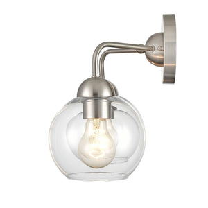 Atlas Astoria 2-Light Vanity Light Fixture with Clear Glass Globes for Midcentury Modern Bathroom Style Brushed Nickel WL11186-NK