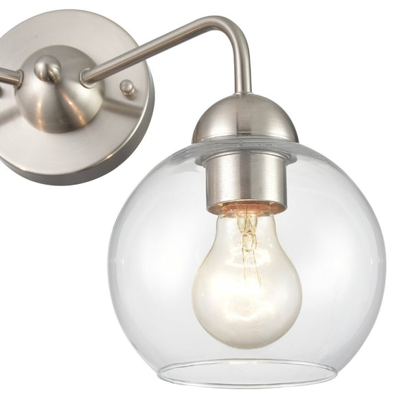 Atlas Astoria 2-Light Vanity Light Fixture with Clear Glass Globes for Midcentury Modern Bathroom Style Brushed Nickel WL11186-NK