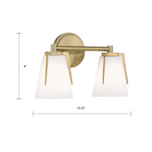 Atlas Allure 13.75'' Wide 2-Light Vanity Light - Art Deco Style with Antique Brass Finish for Elegant Spaces WL11187-BS
