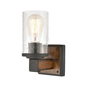 Atlas Annenberg 1-Light Wall Sconce - Rustic Industrial Charm with Seeded Glass for Any Space Distressed Black 4.5'' WL11189-BK