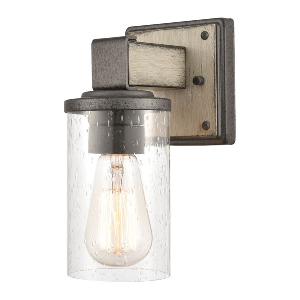 Atlas Annenberg 1-Light Wall Sconce - Rustic Industrial Charm with Seeded Glass for Any Space Anvil Iron WL11189-GY