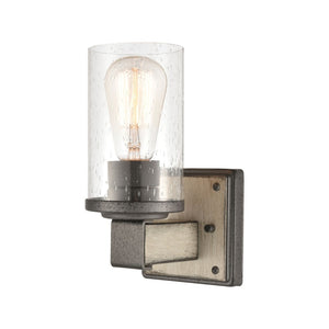 Atlas Annenberg 1-Light Wall Sconce - Rustic Industrial Charm with Seeded Glass for Any Space Anvil Iron WL11189-GY