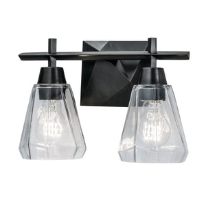 Atlas Arctic 12.4'' Wide 2-Light Vanity Light - Modern Geometric Design for Bright Bathroom Illumination Acid Dipped Black WL11190-BK