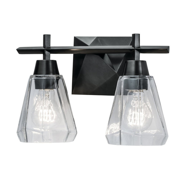 Atlas Arctic 12.4'' Wide 2-Light Vanity Light - Modern Geometric Design for Bright Bathroom Illumination Acid Dipped Black WL11190-BK