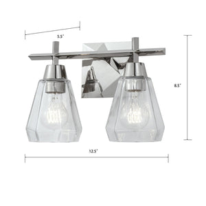 Atlas Arctic 12.4'' Wide 2-Light Vanity Light - Modern Geometric Design for Bright Bathroom Illumination Polished Nickel WL11190-NK