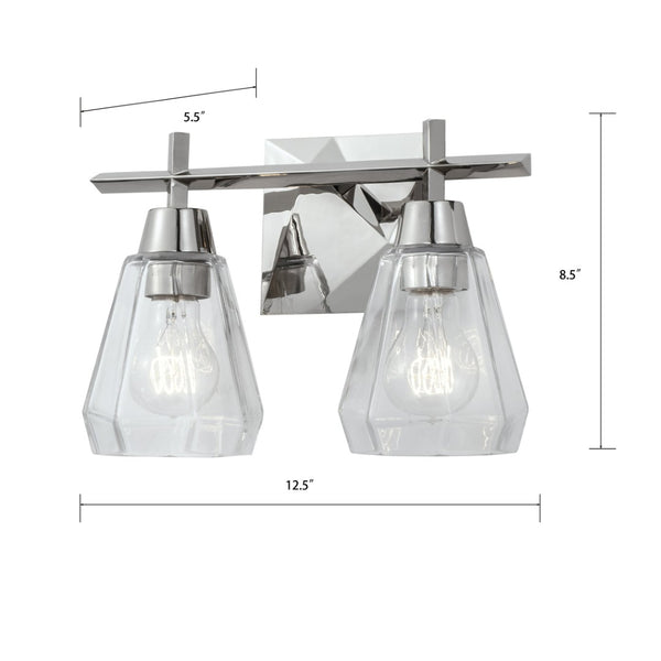 Atlas Arctic 12.4'' Wide 2-Light Vanity Light - Modern Geometric Design for Bright Bathroom Illumination Polished Nickel WL11190-NK