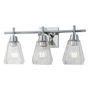 Atlas Arctic 3-Light Modern Vanity Light Fixture - Polished Nickel with Faceted Glass Shades, 20" Wide WL11191-NK