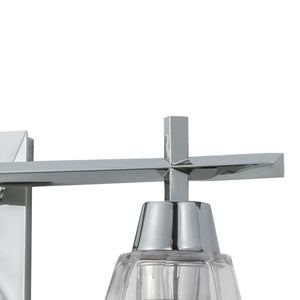 Atlas Arctic 3-Light Modern Vanity Light Fixture - Polished Nickel with Faceted Glass Shades, 20" Wide WL11191-NK