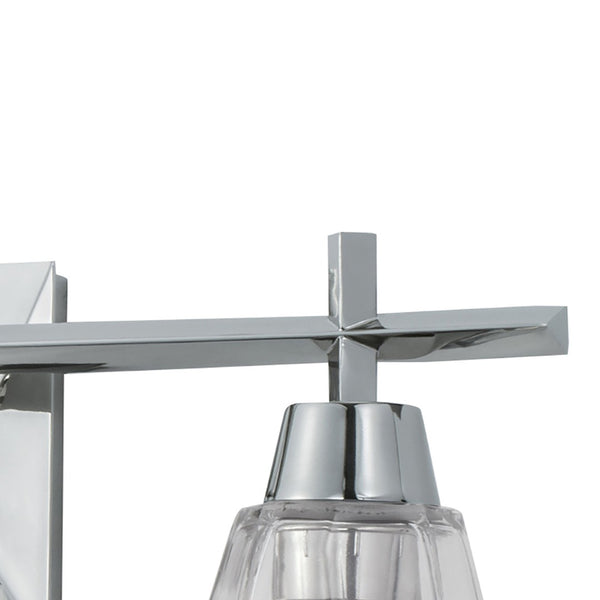 Atlas Arctic 3-Light Modern Vanity Light Fixture - Polished Nickel with Faceted Glass Shades, 20" Wide WL11191-NK