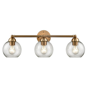 Atlas Astoria 3-Light Vanity Fixture - Midcentury Modern Design with Clear Glass Globes for Timeless Illumination Satin Gold 25'' WL11193-GD