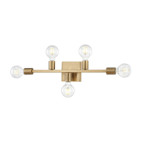 Atlas Attune 22" Wide 5-Light Vanity Light Fixture – Retro-Modern Design for Bright, Elegant Illumination Burnished Brass WL11195-BS