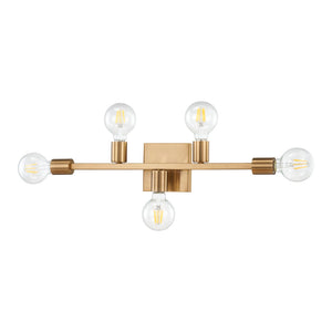 Atlas Attune 22" Wide 5-Light Vanity Light Fixture – Retro-Modern Design for Bright, Elegant Illumination Burnished Brass WL11195-BS