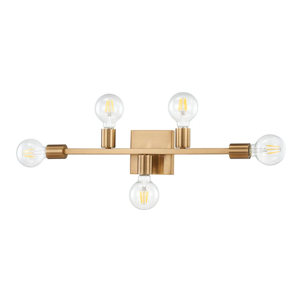 Atlas Attune 22" Wide 5-Light Vanity Light Fixture – Retro-Modern Design for Bright, Elegant Illumination Burnished Brass WL11195-BS