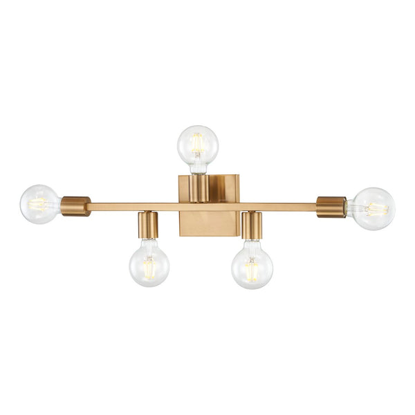 Atlas Attune 22" Wide 5-Light Vanity Light Fixture – Retro-Modern Design for Bright, Elegant Illumination Burnished Brass WL11195-BS