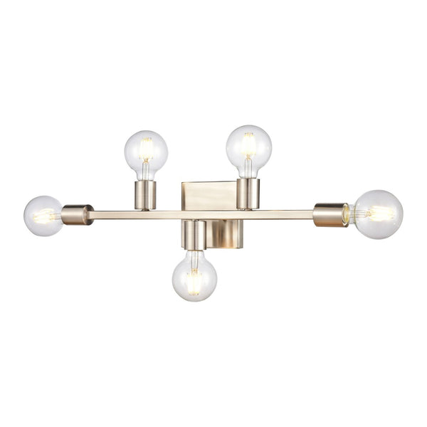 Atlas Attune 22" Wide 5-Light Vanity Light Fixture – Retro-Modern Design for Bright, Elegant Illumination Satin Nickel WL11195-NK