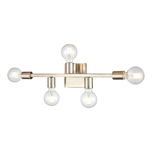 Atlas Attune 22" Wide 5-Light Vanity Light Fixture – Retro-Modern Design for Bright, Elegant Illumination Satin Nickel WL11195-NK