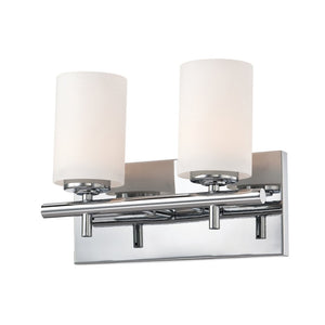 Atlas Barro 2-Light Vanity Fixture - Modern Opal Glass Shades for Stylish Bathroom Illumination Chrome 11.9'' WL11197-CH