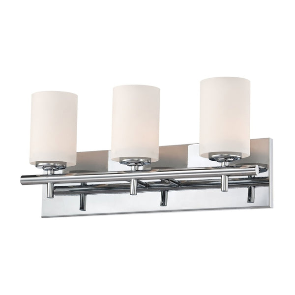 Atlas Barro 2-Light Vanity Fixture - Modern Opal Glass Shades for Stylish Bathroom Illumination Chrome 19'' WL11198-CH