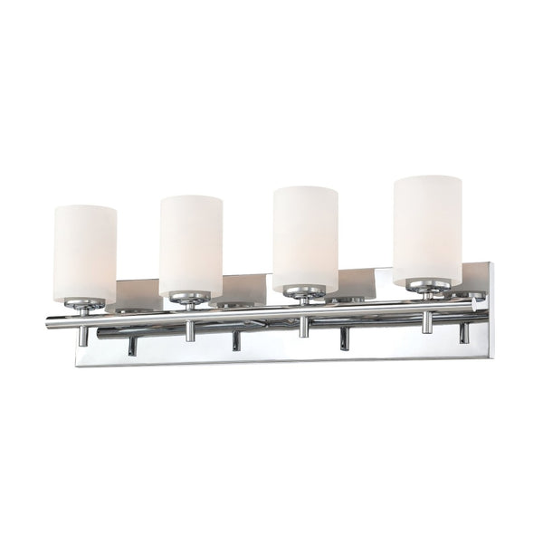 Atlas Barro 2-Light Vanity Fixture - Modern Opal Glass Shades for Stylish Bathroom Illumination Chrome 26.1'' WL11199-CH