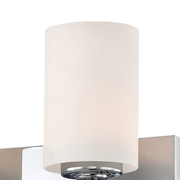 Atlas Barro 2-Light Vanity Fixture - Modern Opal Glass Shades for Stylish Bathroom Illumination Chrome 26.1'' WL11199-CH