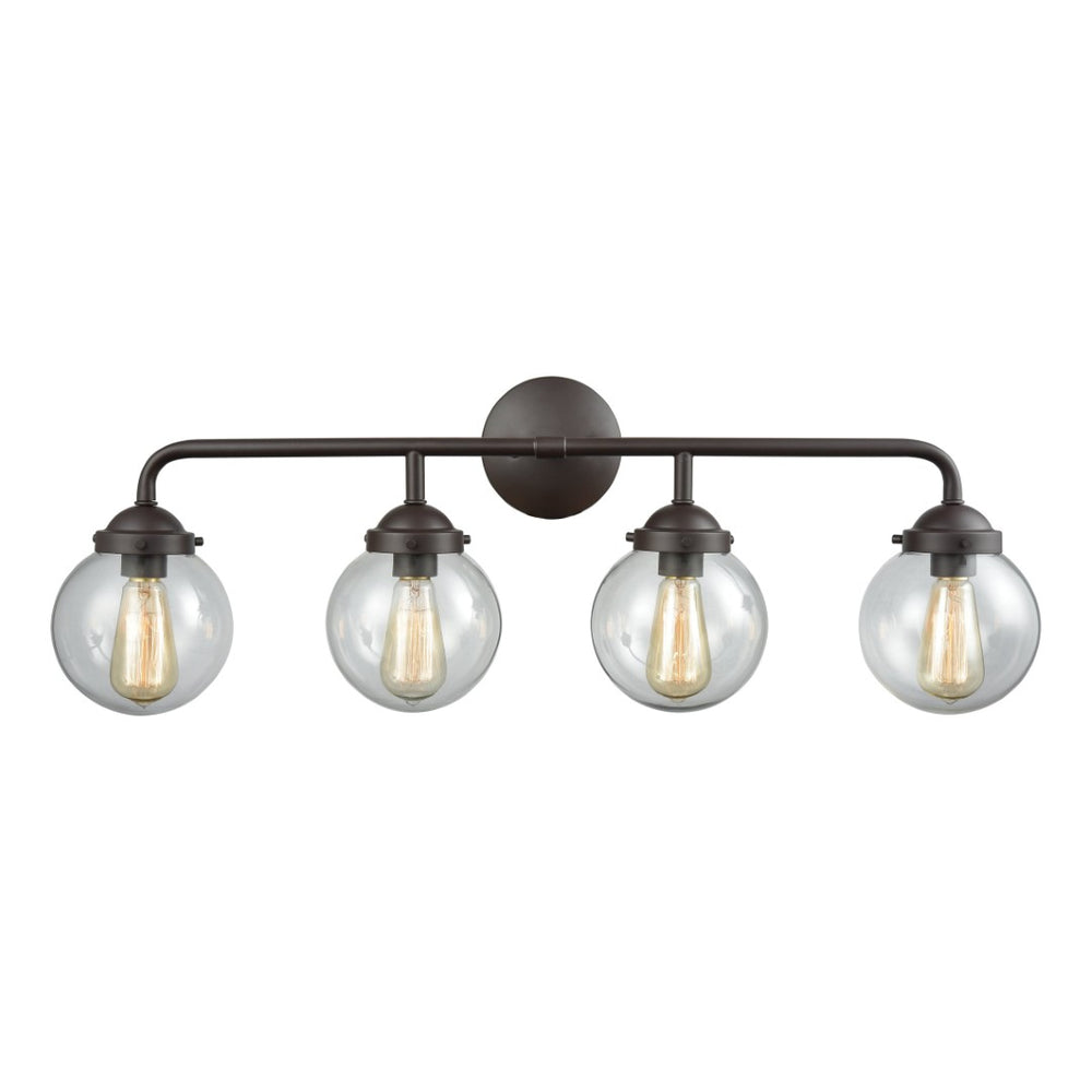 Atlas Beckett 33'' Wide 4-Light Vanity Light - Modern Oil Rubbed Bronze Fixture with Clear Glass Shades WL11205-BZ2