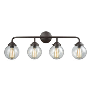 Atlas Beckett 33'' Wide 4-Light Vanity Light - Modern Oil Rubbed Bronze Fixture with Clear Glass Shades WL11205-BZ2