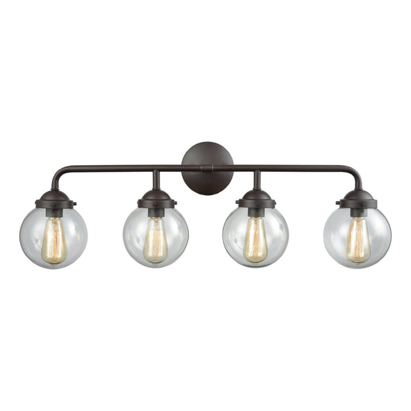 Atlas Beckett 33'' Wide 4-Light Vanity Light - Modern Oil Rubbed Bronze Fixture with Clear Glass Shades WL11205-BZ2