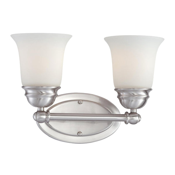Atlas Bella 2-Light Vanity Light - Elegant Traditional Design with Soft White Glass Shades for Modern Spaces Brushed Nickel 13'' WL11206-NK