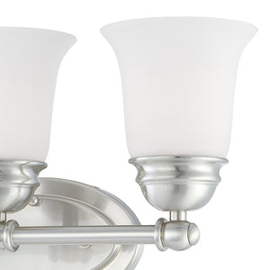 Atlas Bella 2-Light Vanity Light - Elegant Traditional Design with Soft White Glass Shades for Modern Spaces Brushed Nickel 18'' WL11207-NK