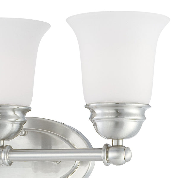 Atlas Bella 2-Light Vanity Light - Elegant Traditional Design with Soft White Glass Shades for Modern Spaces Brushed Nickel 18'' WL11207-NK