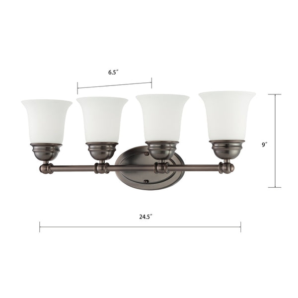 Atlas Bella 2-Light Vanity Light - Elegant Traditional Design with Soft White Glass Shades for Modern Spaces Oiled Bronze 24.5'' WL11208-BZ