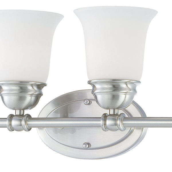 Atlas Bella 2-Light Vanity Light - Elegant Traditional Design with Soft White Glass Shades for Modern Spaces Brushed Nickel 24.5'' WL11208-NK
