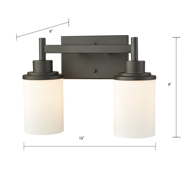 Atlas Belmar Elegant 2-Light Vanity Fixture with Opaque White Glass Shades for Stunning Illumination Oil Rubbed Bronze 13'' WL11210-BZ