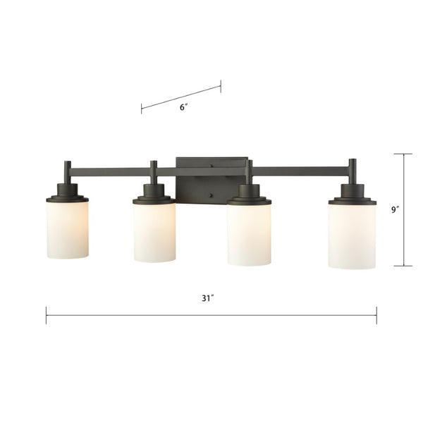 Atlas Belmar Elegant 2-Light Vanity Fixture with Opaque White Glass Shades for Stunning Illumination Oil Rubbed Bronze 31'' WL11212-BZ