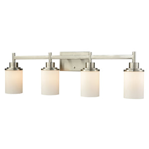 Atlas Belmar Elegant 2-Light Vanity Fixture with Opaque White Glass Shades for Stunning Illumination Brushed Nickel 31'' WL11212-NK