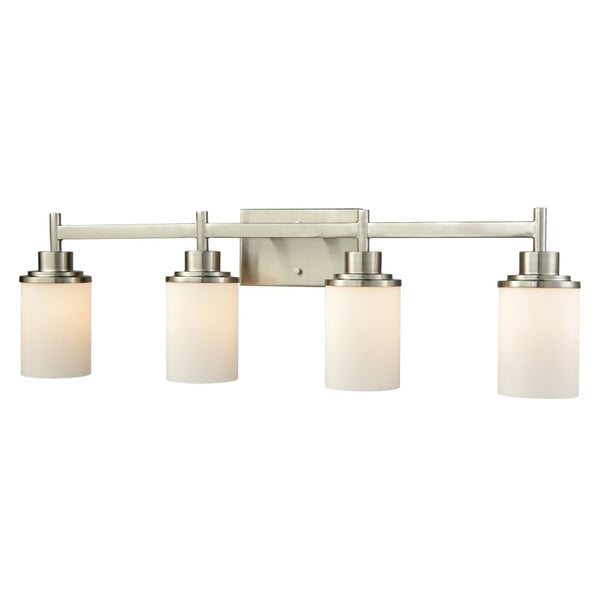 Atlas Belmar Elegant 2-Light Vanity Fixture with Opaque White Glass Shades for Stunning Illumination Brushed Nickel 31'' WL11212-NK