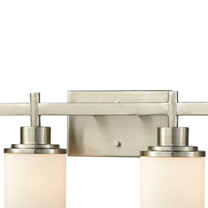 Atlas Belmar Elegant 2-Light Vanity Fixture with Opaque White Glass Shades for Stunning Illumination Brushed Nickel 31'' WL11212-NK