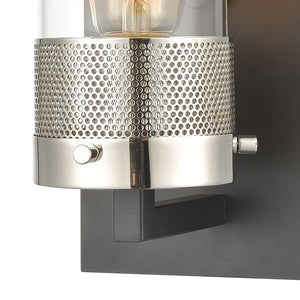 Atlas Bergenline 1-Light Sconce - Modern Industrial Elegance with Clear Glass and Polished Nickel Accent Matte Black 5'' WL11214-BK