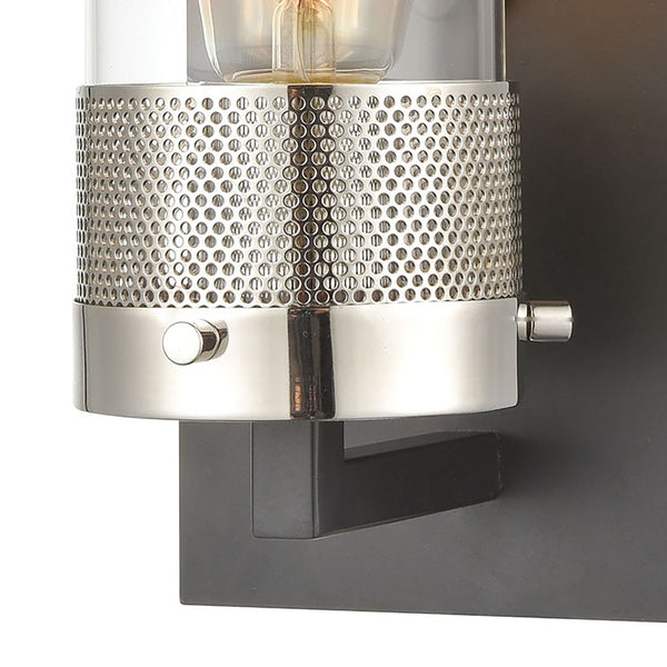 Atlas Bergenline 1-Light Sconce - Modern Industrial Elegance with Clear Glass and Polished Nickel Accent Matte Black 5'' WL11214-BK