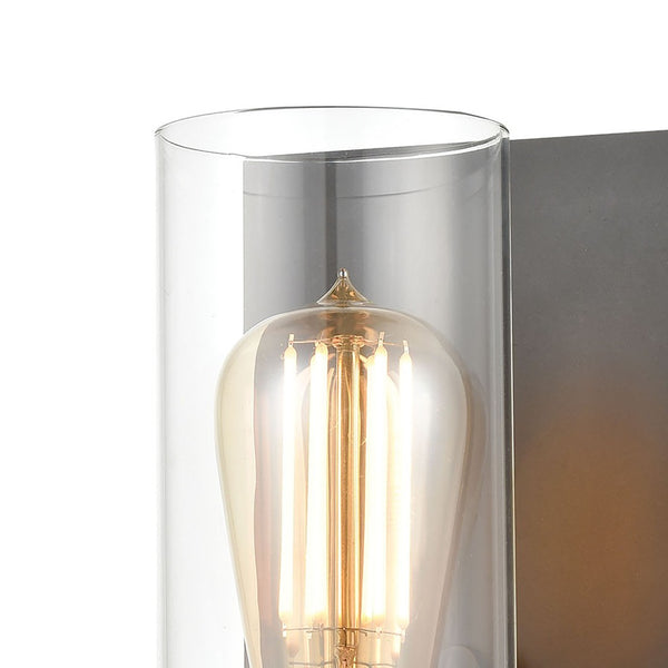 Atlas Bergenline 1-Light Sconce - Modern Industrial Elegance with Clear Glass and Polished Nickel Accent Matte Black 5'' WL11214-BK