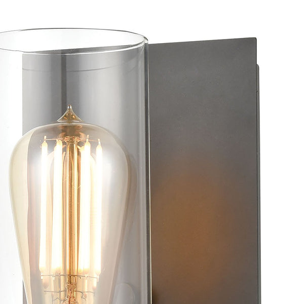 Atlas Bergenline 1-Light Sconce - Modern Industrial Elegance with Clear Glass and Polished Nickel Accent Matte Black 5'' WL11214-BK