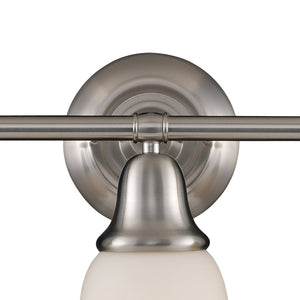 Atlas Berwick 26.5'' 3-Light Vanity Light - Elegant Brushed Nickel with White Glass Shades for Modern Spaces WL11215-NK