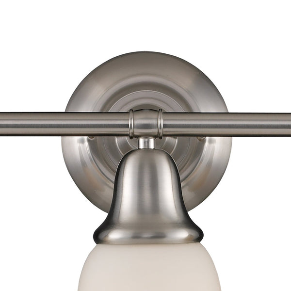 Atlas Berwick 26.5'' 3-Light Vanity Light - Elegant Brushed Nickel with White Glass Shades for Modern Spaces WL11215-NK