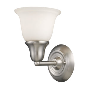 Atlas Berwick 7" Wide 1-Light Vanity Light - Elegant Brushed Nickel Fixture with White Glass Shades WL11216-NK