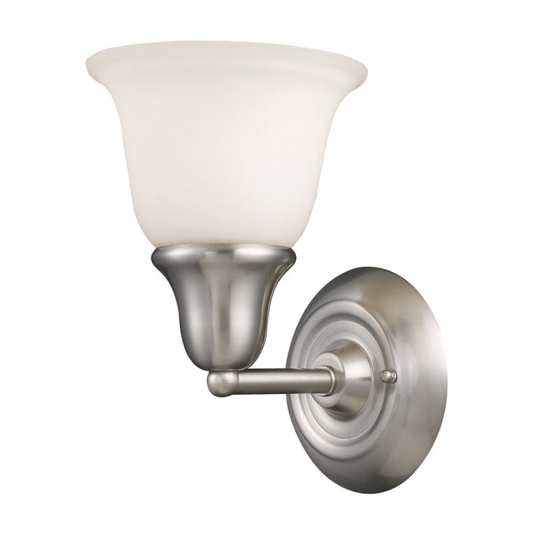 Atlas Berwick 7" Wide 1-Light Vanity Light - Elegant Brushed Nickel Fixture with White Glass Shades WL11216-NK